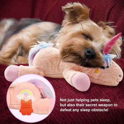 PETFULED Unicorn Heartbeat Dog Toys Plush Toys Comfort Puppy Toys Stress Reducing Sleep Aid Crate Toys, Durable Chew Toys for Do
