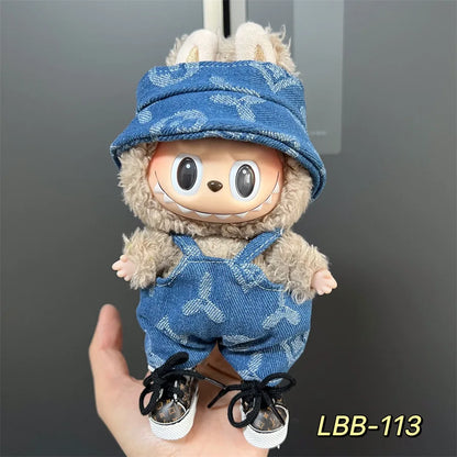 Labubu can wear baby clothes vinyl cloth 17cm doll cute change casual suit skirt plush clothes