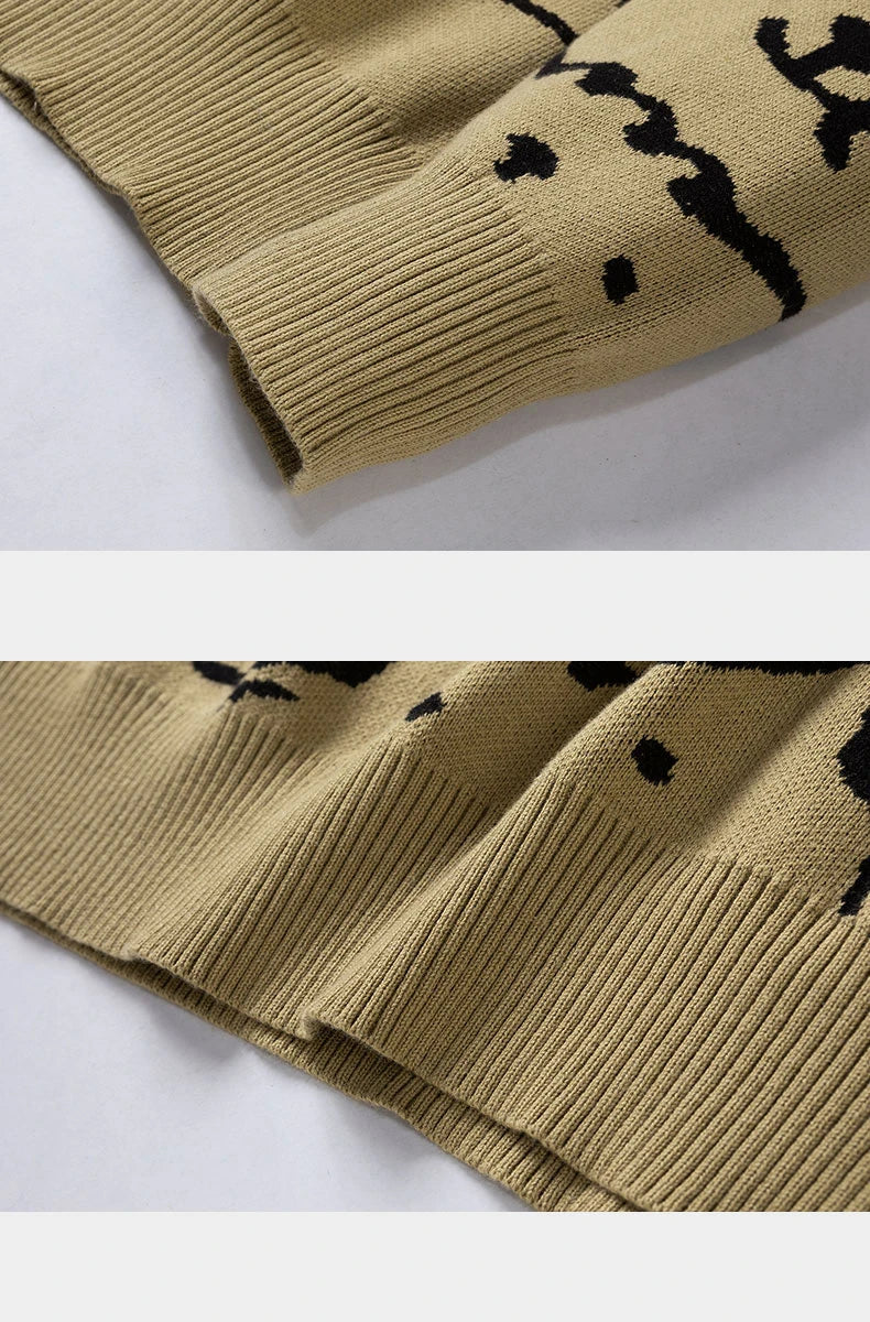 Autumn Cotton Anime Sweaters Men Retro Harajuku Vintage Oversized Sweaters Loose Cute Cartoon Cat Pullovers Homme Men Clothing