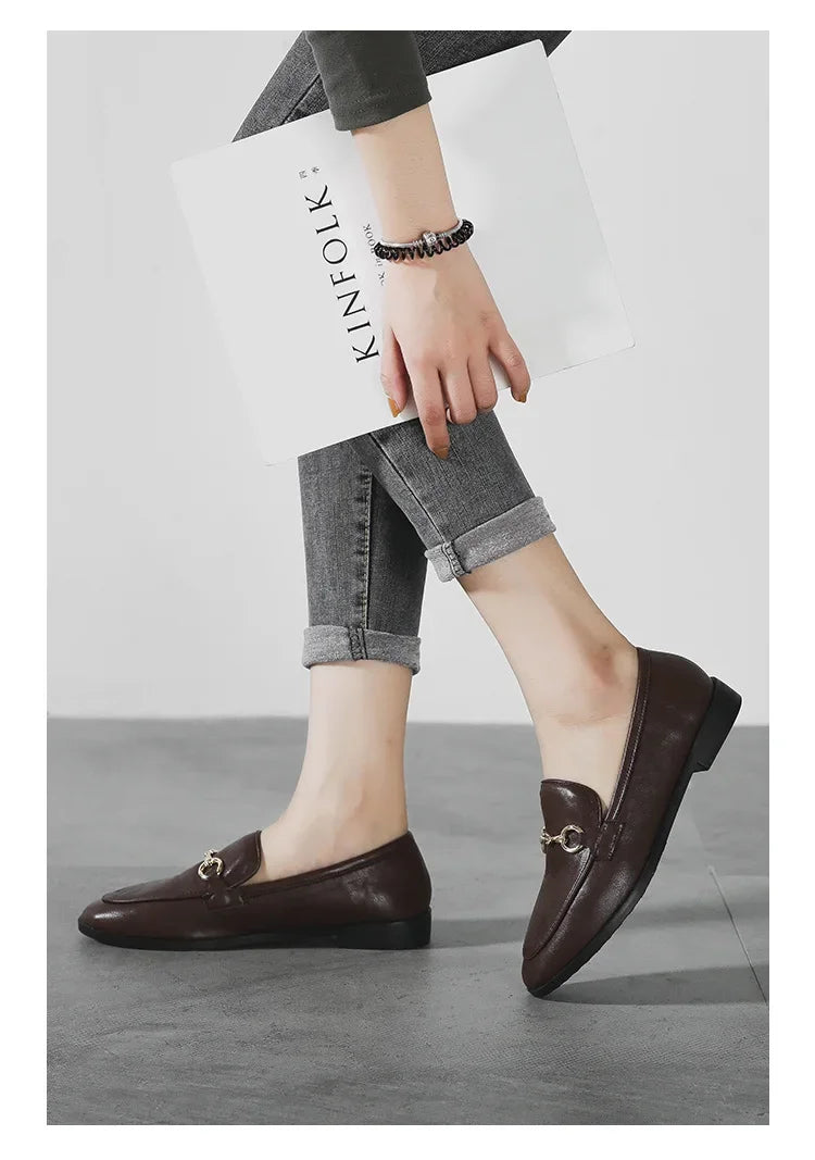 Womens Shoes Flats Loafers Ladies Fashion Leather Brand Sneakers Womens Designer Flat Ladies Shoes Woman Luxury Female Footwear