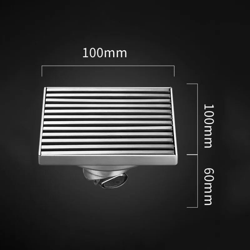304 Stainless Steel Balcony Square Floor Drain Engineering Large Displacement Deodorant Floor Drain Outdoor Floor Drain