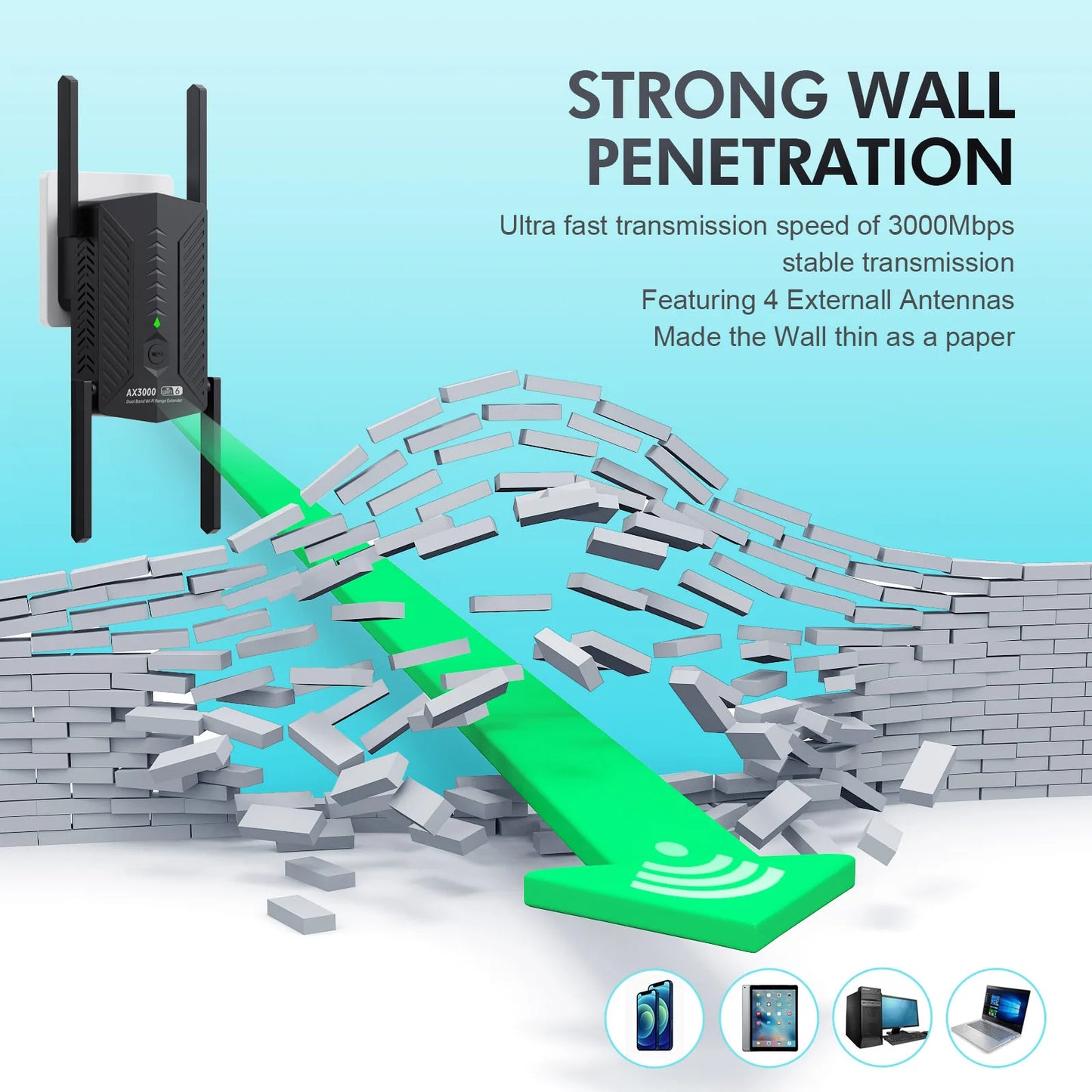 3000Mbps Wireless WiFi Repeater Wi-fi 6 Signal Booster 5G 2.4G WiFi Extender Router Long Range Amplifier For Home Office