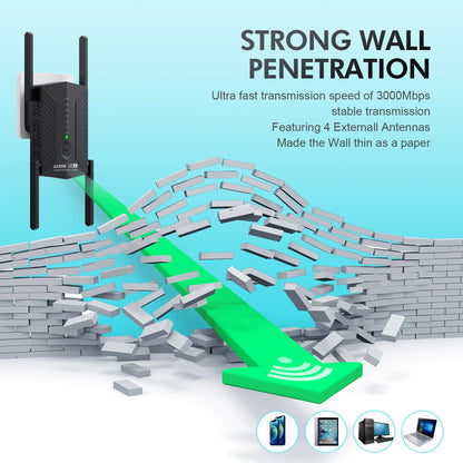 3000Mbps Wireless WiFi Repeater Wi-fi 6 Signal Booster 5G 2.4G WiFi Extender Router Long Range Amplifier For Home Office