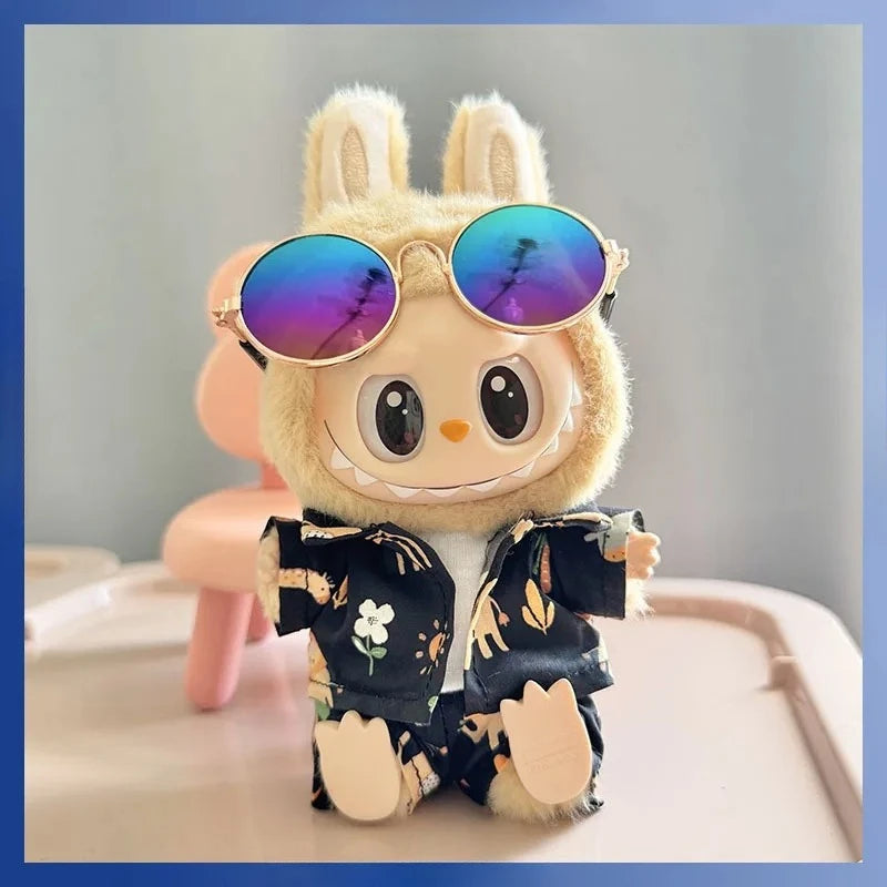 Labubu doll costume, beach-style monkey, Labubu Idol V1 V2, doll costume accessories, 15/17cm universal doll.