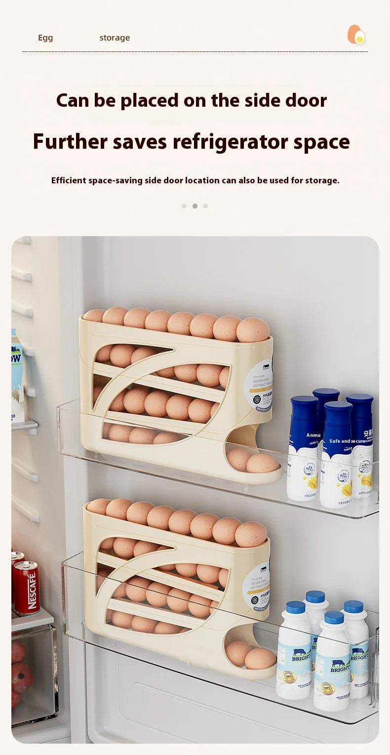 Refrigerator Egg Holder – Slide Out Egg Storage Container for Fridge Door – Auto-Rolling Egg Dispenser