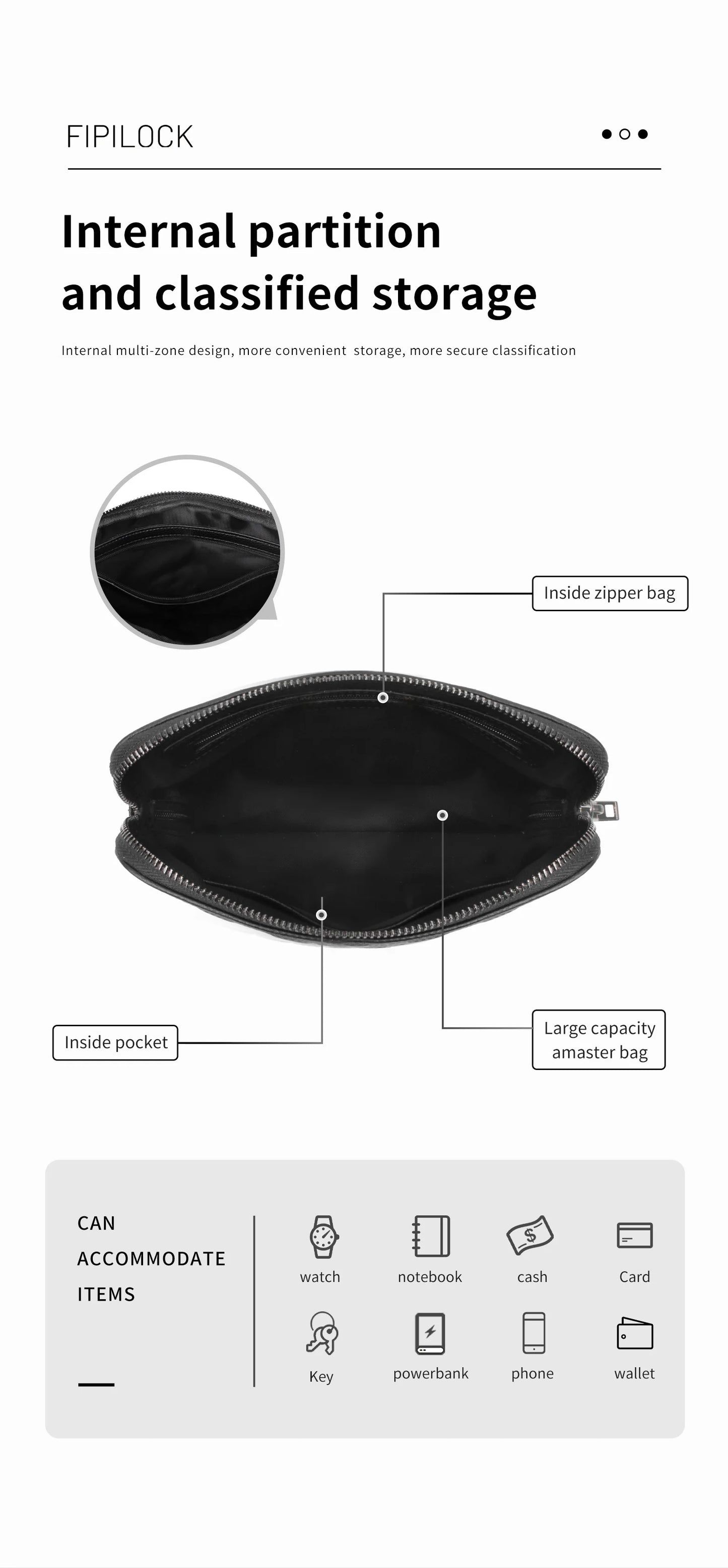 Man`s Fingerprint Lock Handbag Security Lady`s Wallet  Anti-Theft Clutch Bag