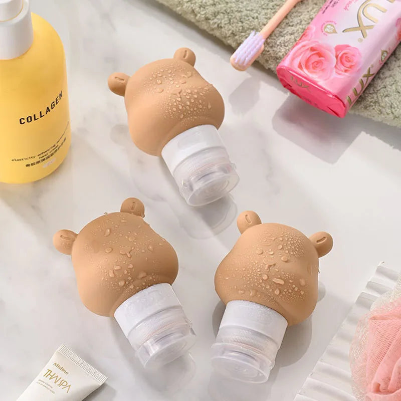 Cute Bear Travel Bottles Leak Proof Portable Mini Refillable Squeezable Containers for Shampoo Conditioner Lotion Toiletries