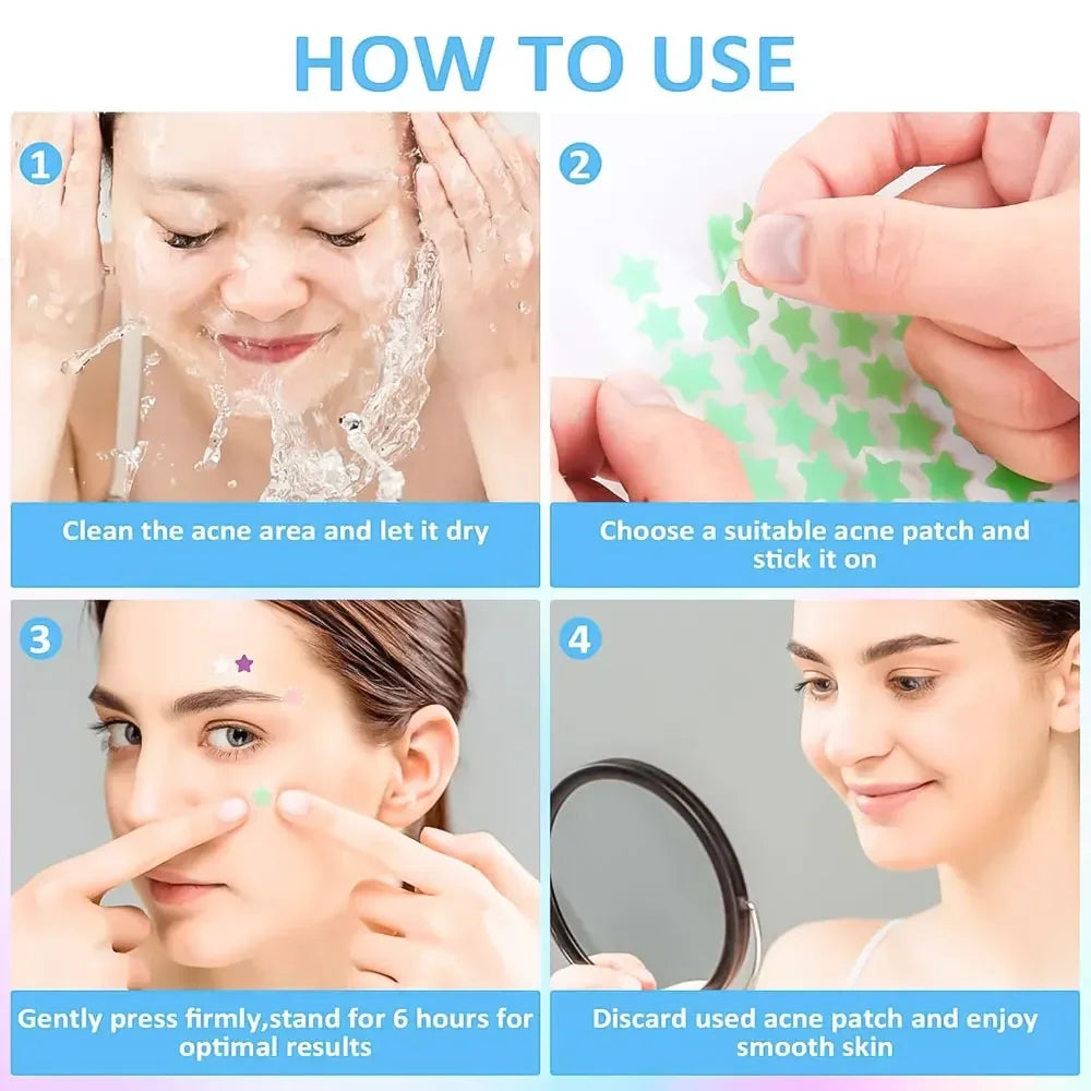 40pcs Colorful PE Pimple Patches Cute Star Shaped Cover Sticker Invisible Pimple Cover Removal Pimple Patch Skin Care
