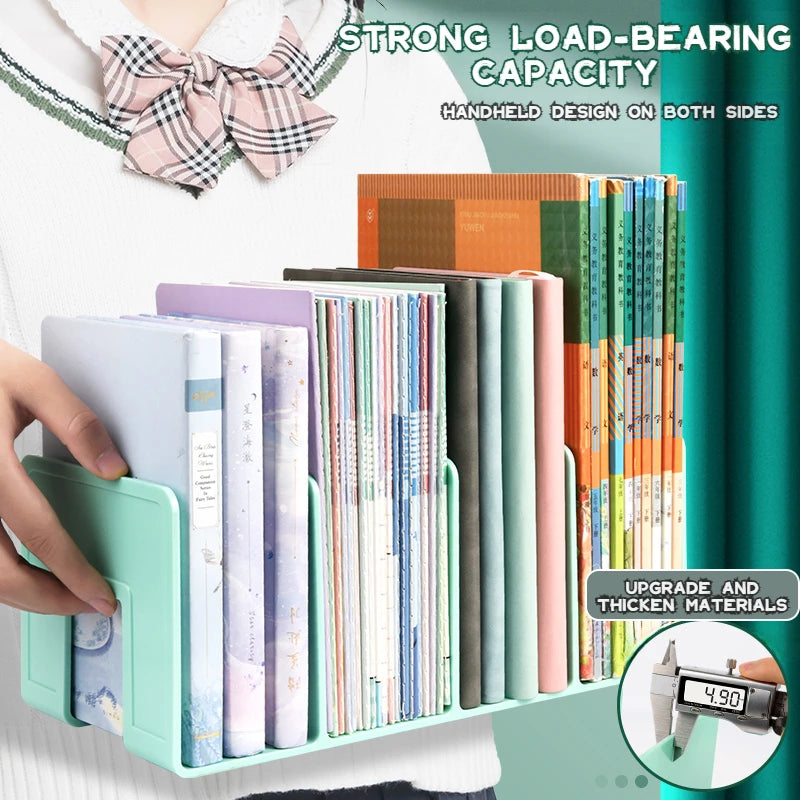 Upgraded Thickened 4-Slot Book Stand Sturdy Large Capacity Organizer for School Supplies Stationery Office Students Desk Tool