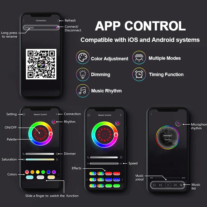 Smart Bluetooth Night Light Rainbow Sunset Projector Lamp for Home Coffe shop Background Wall Decoration Atmosphere Table Lamp