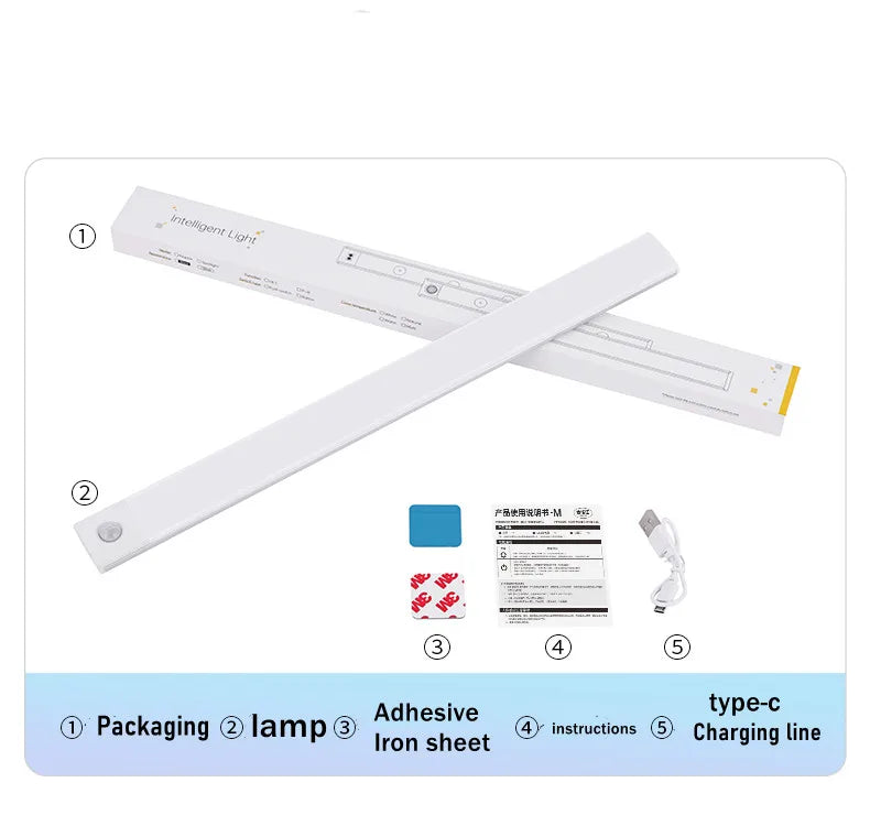 Under Cabinet Light Motion Sensor Light Rechargeable Magnetic Led Night Light Closet Light Kitchen Bedroom Lighting Night Light