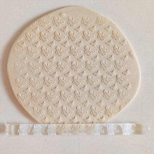 Decorating Holiday Cookies, Personalizing Clay Jewelry Artisan Pastry With Butterfly Heart Designs Rolling Pin