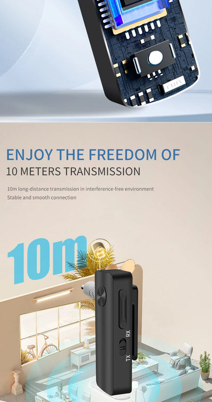 2-In-1 Wireless Audio Adapter Bluetooth 5.4 Receiver Transmitter 3.5mm AUX Lossless Sound MIC For Car Speaker TV PC Airplane