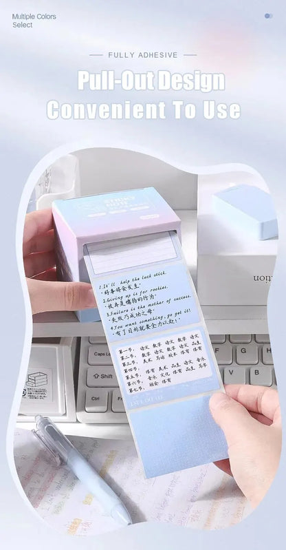 256pcs/Box Pull-out Sticky Notes Fully Adhesive Tearable Sticky Notes Stickers 8 Formats Ideal for Office Student and Home Use!