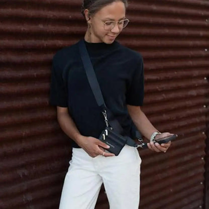 Phone Strap With Zippered Pouch Clip And Go Strap For Phone With Wallet Card Bag Crossbody Mobile Phone Storage Strap