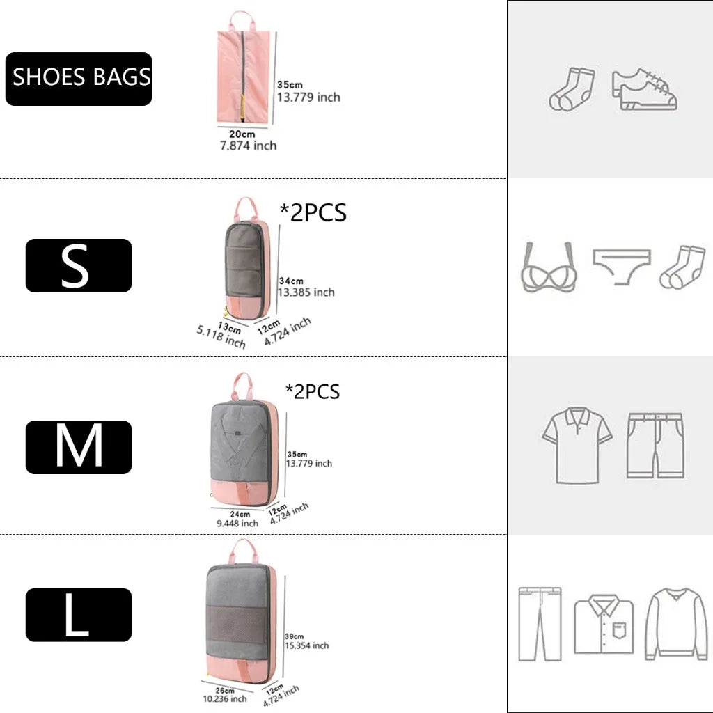 4Pcs/Set Travel Compression Bag Luggage Organizer Travel Pouch Packing Cubes for Travel Bag Organizer Travel Storage Bag