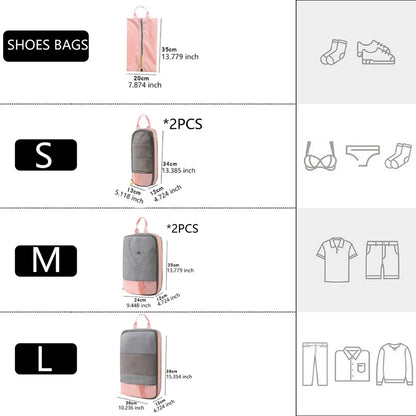 4Pcs/Set Travel Compression Bag Luggage Organizer Travel Pouch Packing Cubes for Travel Bag Organizer Travel Storage Bag