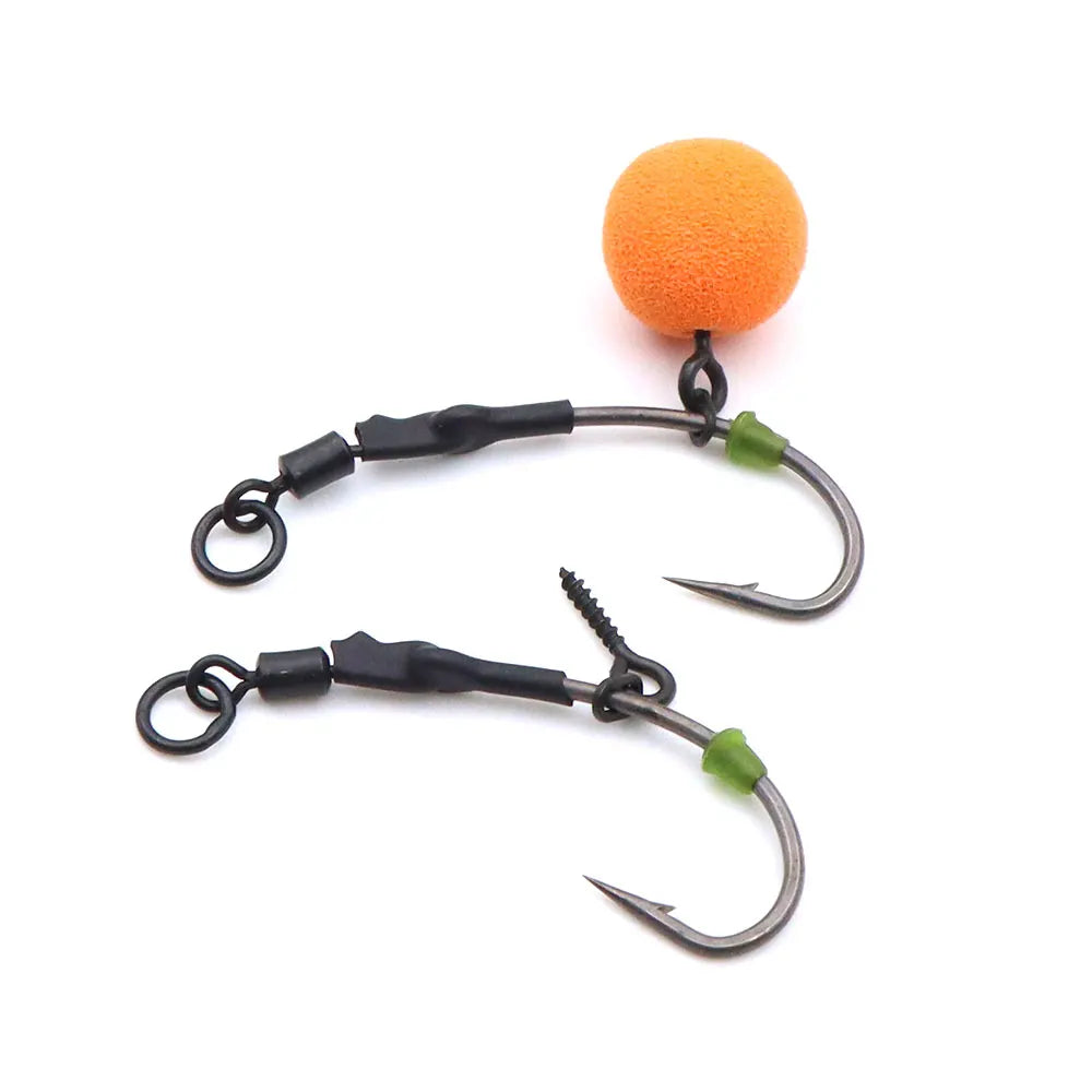 4pcs Ronnie Rig Curve Shank Fishing Hook Barbed Hook Pop Up Bait Boilie Screw Fishing Hair Rig Accessories Terminal Tackle