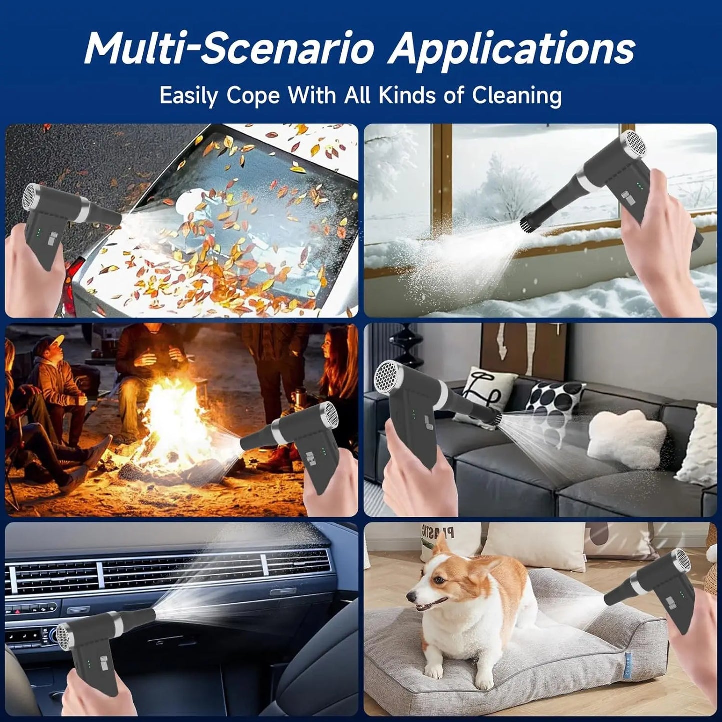 Mini Cordless Hair Dryer Multifunctional Electric Air Duster Hair Dryer Travel Portable USB Rechargeable Negative Ion Hair Dryer