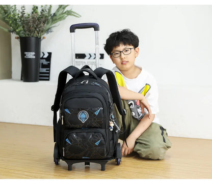 School Rolling Backpacks School bags for Boys Trolley bag with Wheels Waterproof Orthopedic School Bag Student Wheeled Backpack