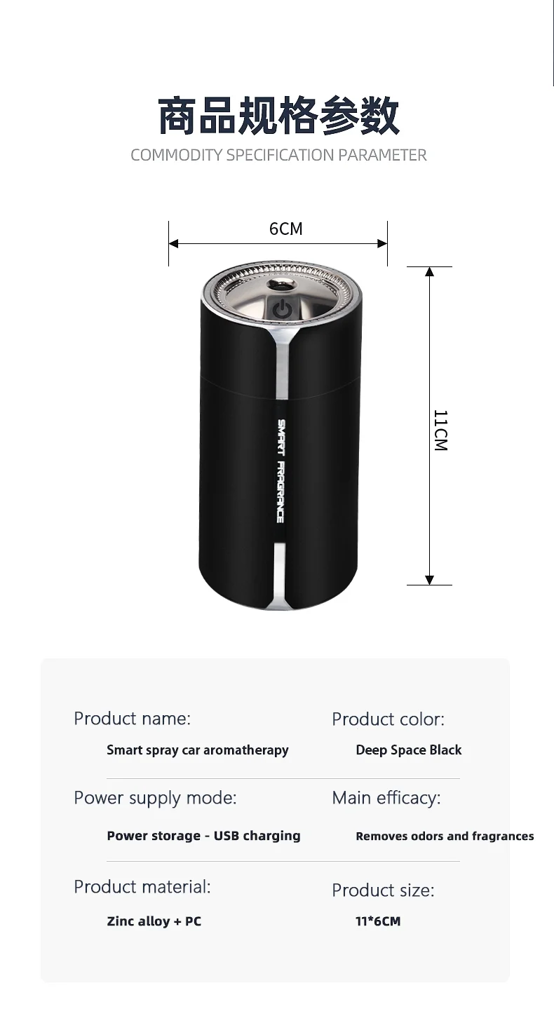 Car Mounted Intelligent Spray Perfume Colorful Ambient Light Aromatherapy Machine Odor Removal High-End Car Interior Accessories