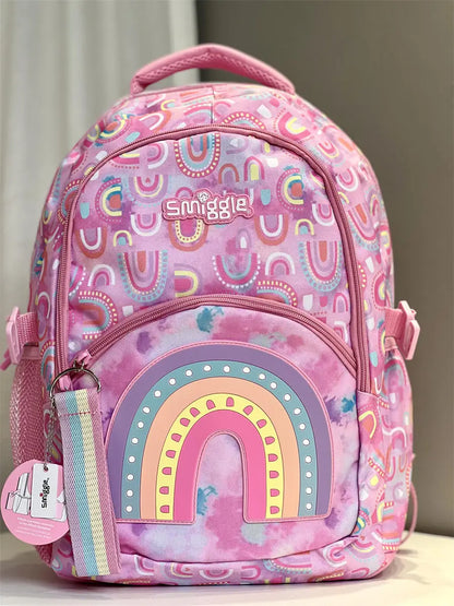 Genuine Australian Smiggle Schoolbag Light Pink Rainbow Door Student Stationery Pencil Case Large Capacity Backpack Student Gift
