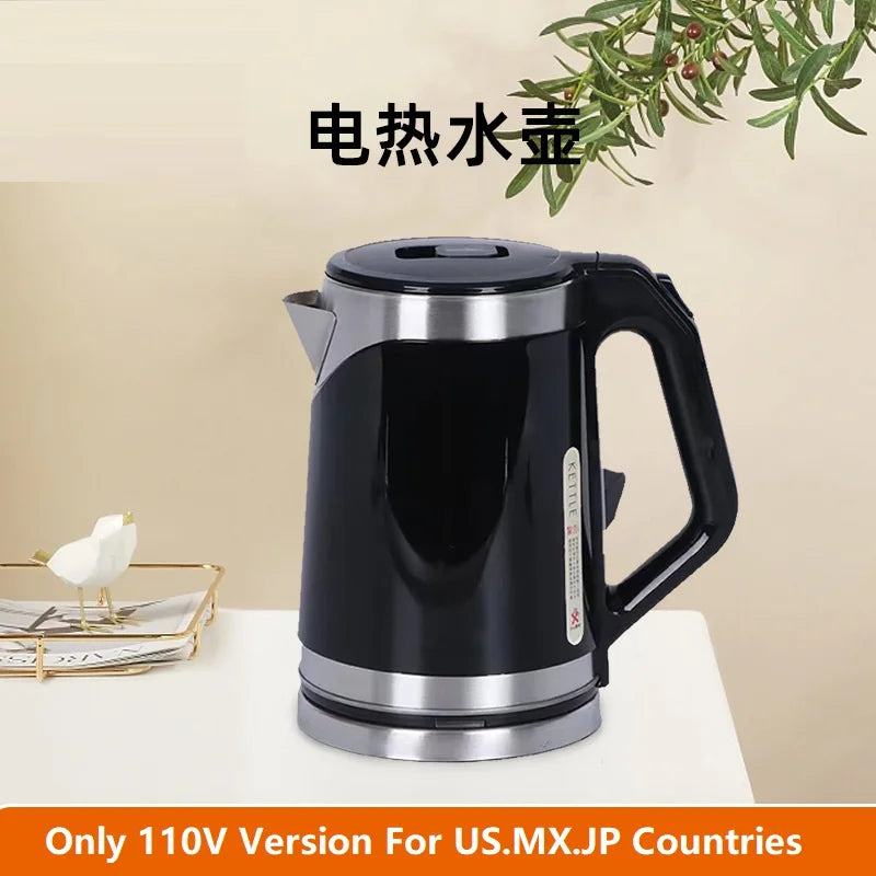 110V 220V Electric Kettle Household Stainless Steel Water Boiling Pot 2L Kettle Home Appliance