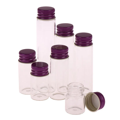 10PCS/lot  5/7/10/14/18/20/26ML Tiny Glass Jars Bottles Screw Cap Storage Jar Mini Containers GLASS Transparent Vial Bottles