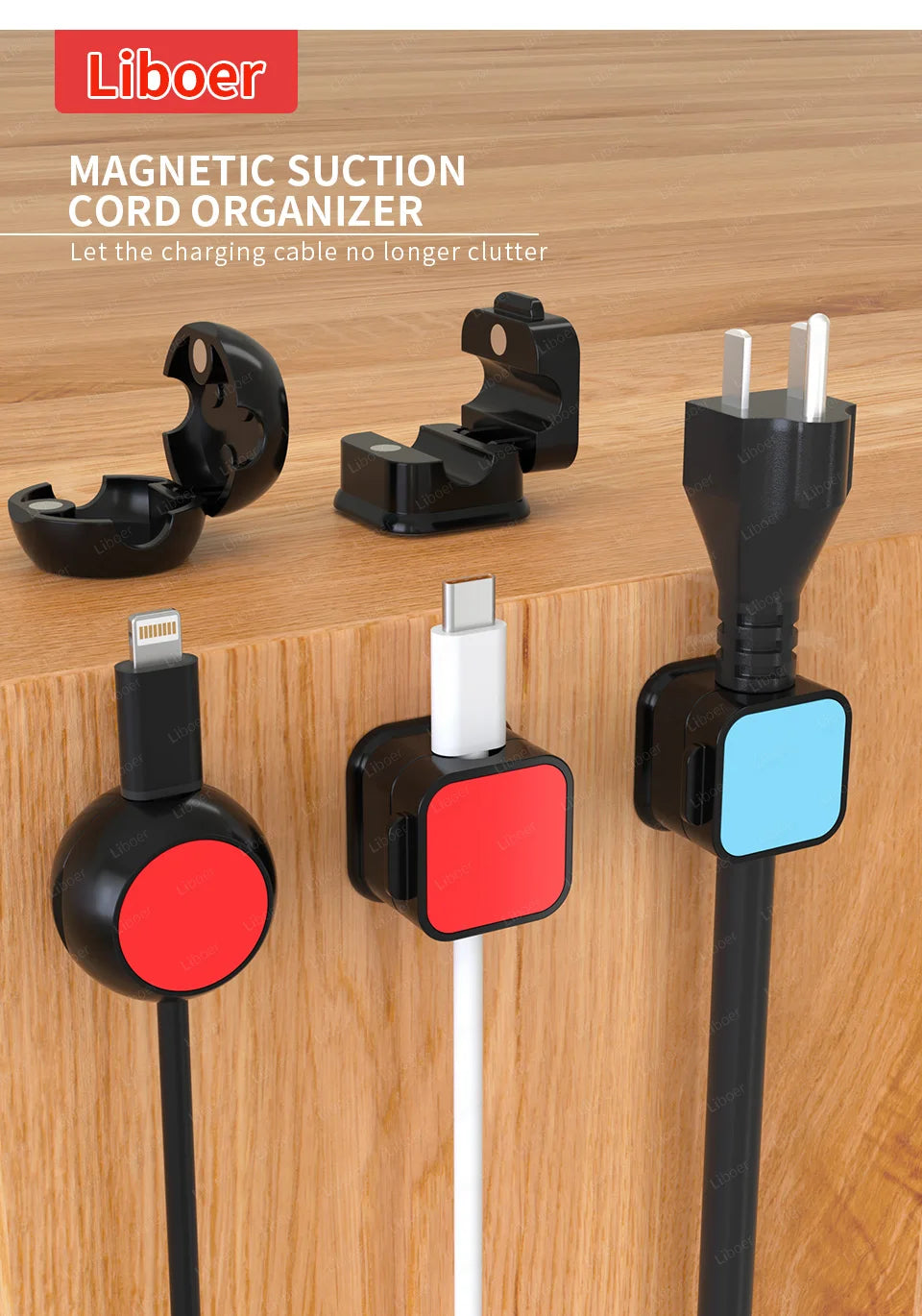 Magnetic Cord Organizer Cable Smooth Adjustable Easy Secure Cable Management Wire Holder Keeper Organizer 4Pcs