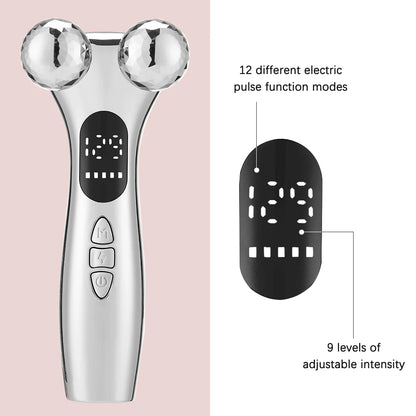 4D Roller Facial Massager EMS Face Lift Device V-Face Slimmer Skin Tightening Double Chin Remover Eye Care Massage Beauty Roller