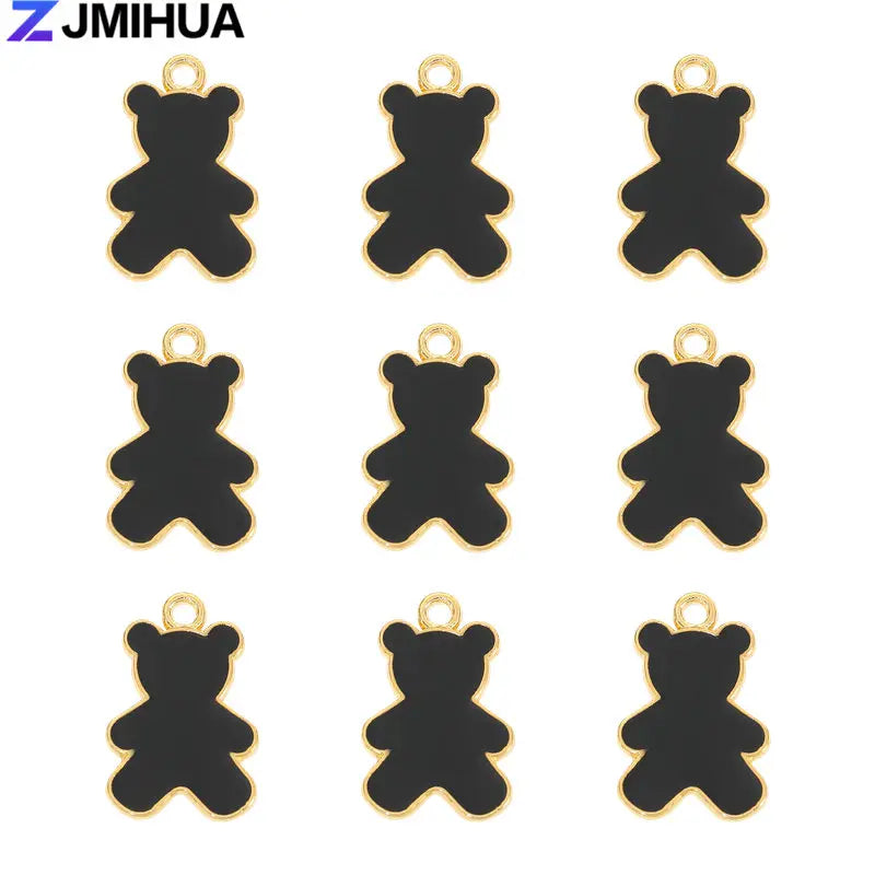 15pcs Enamel Charms Cute Bear Pendants Charms For Jewelry Making Supplies DIY Handmade Earrings Bracelets Findings Accessories