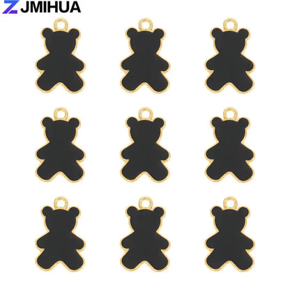 15pcs Enamel Charms Cute Bear Pendants Charms For Jewelry Making Supplies DIY Handmade Earrings Bracelets Findings Accessories