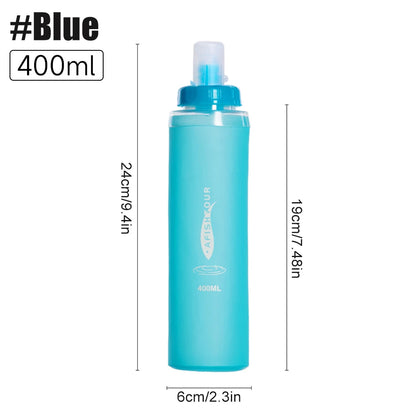 1PCS Soft Flask, Shrink As You Drink Soft Water Bottle for Hydration Pack, Folding Water Bottle Running,Hiking,Cycling,Climbing