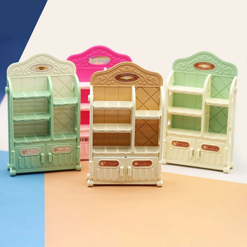 1:12 Miniature Furniture Shopping Cart Refrigerator Kitchen Shelve Mini Drink Dessert Food Dollhouse Kitchen Toy Model Gift