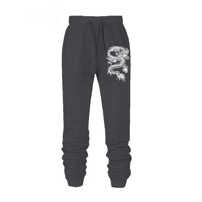 Fashion Casual Dragon Printed Jogger Pants Men Fitness Gyms Pants Tight Outdoor Sweatpants Running Pants Mens Trousers S-4XL