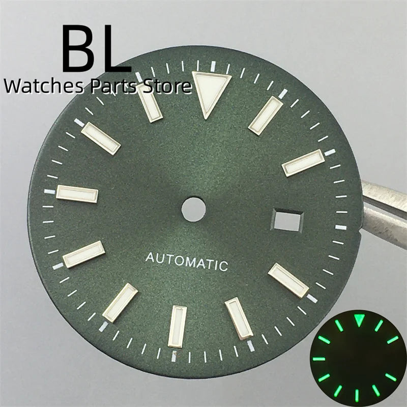 BLIGER 24.5mm Watch Dial Hand Set Sunburst Gray Rose White Mother Pearl Dial Roman Diamond Index Fit NH05 Movement Women Watches