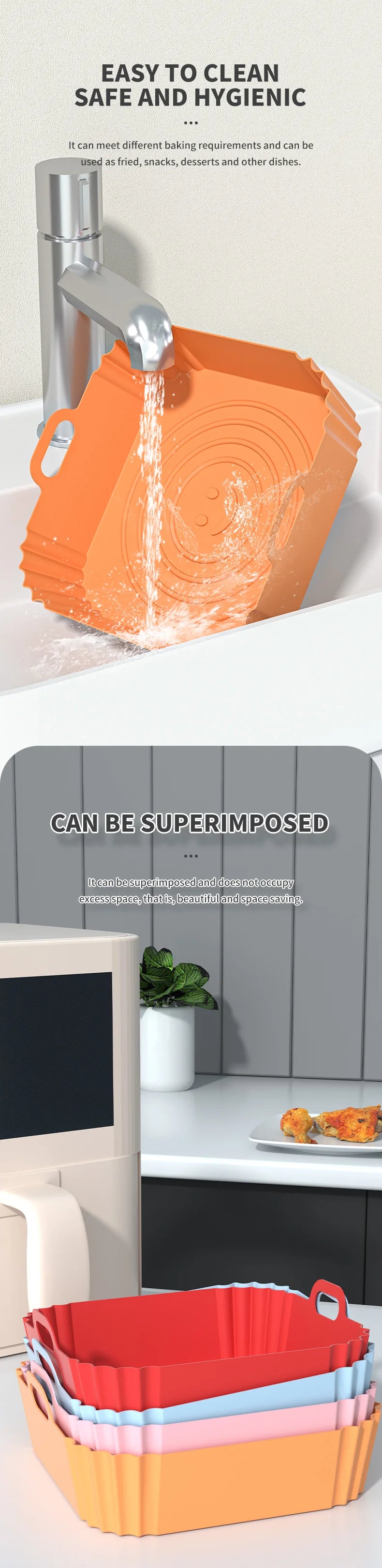 Silicone Air Fryer Liners Round Reusable Airfryer Basket Easy to Clean Air Fryers Silicone Pot Baking Tray Oven Accessories