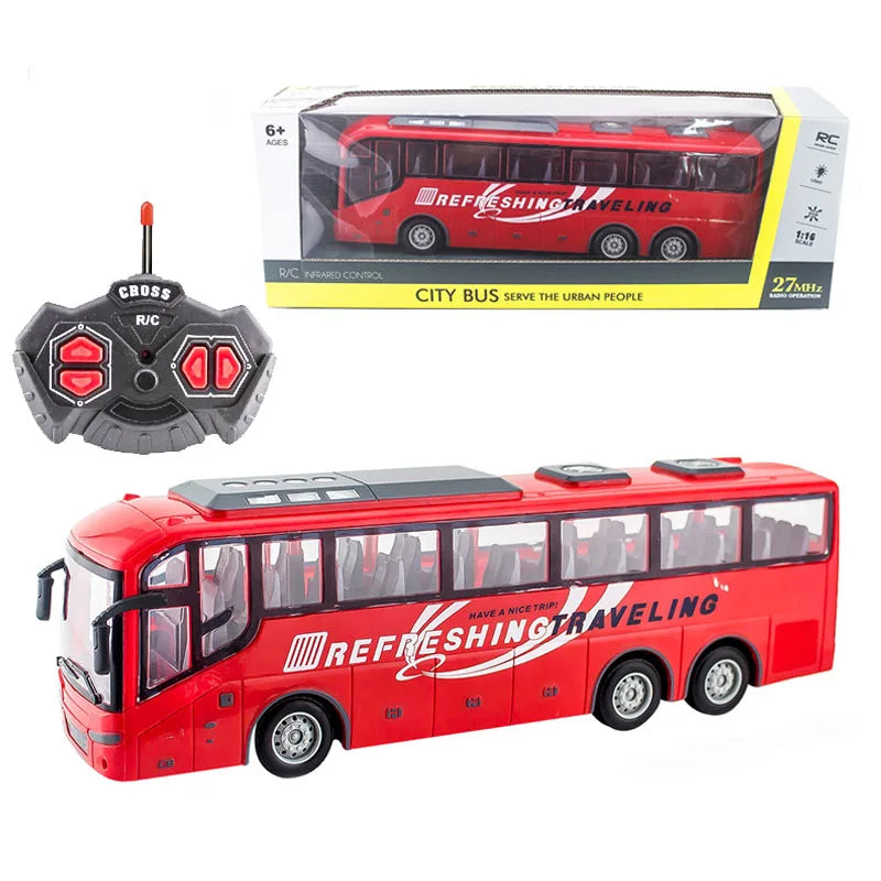 1:30 RC City Bus High Speed Racing Model RC Car School Bus Police Bus Tour Bus Realistic Beaming Lights Rubber Tires Toys Boys