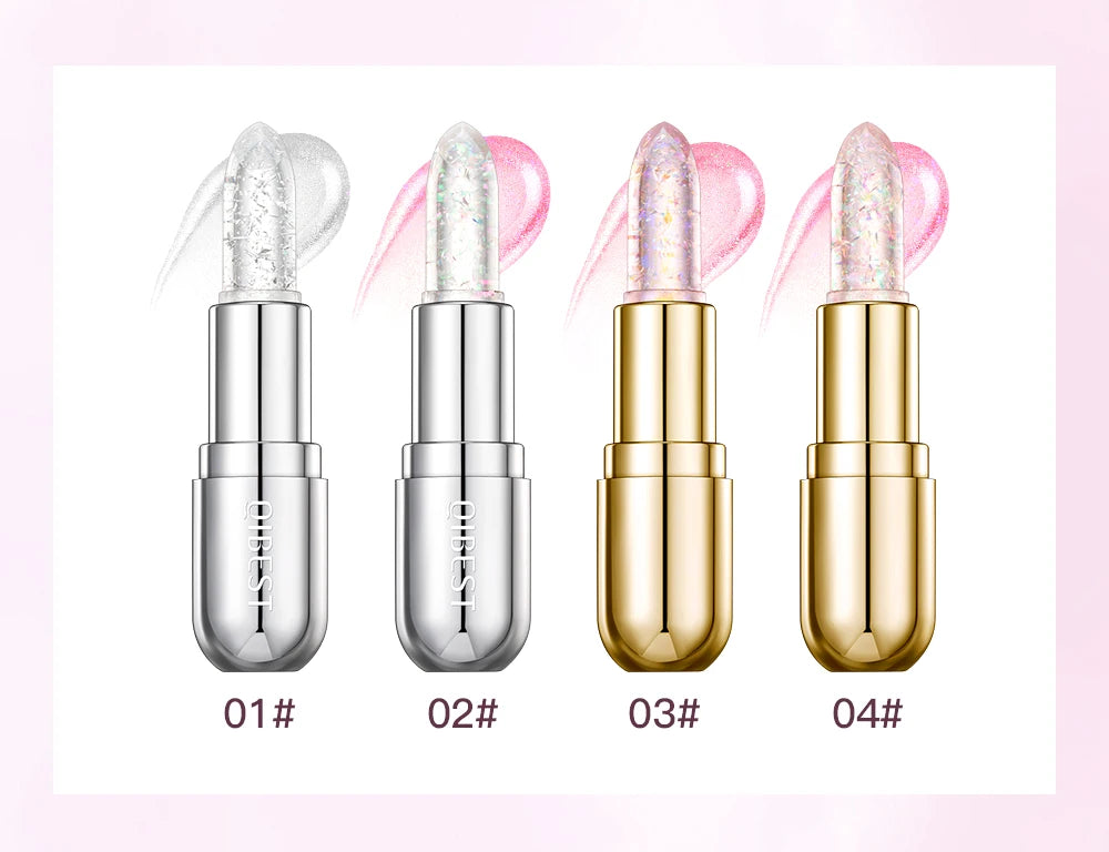 QIBEST Glitter Jelly Lipstick Lip Balm Colors Changing Lipstick Moisturizing Makeup Water Glossy Transparent Lip Stain Cosmetics