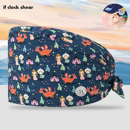 Printing Clinic Pharmacy Work Hat Dentistry Operating Room Doctor Scrubs Hats Adjustable Medical Nurse Accessories Surgical Caps