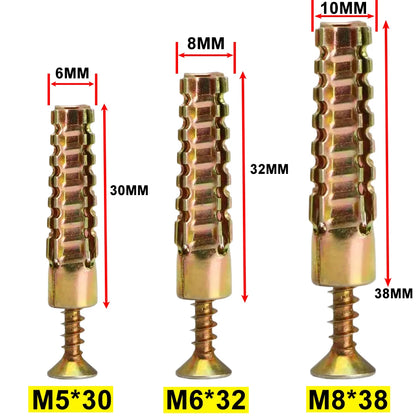 Heavy Duty Steel Wall Anchor with Screws Kit Metal Tube Expansion Self Tapping Screw Drywall Drilling Plug Fastener Bolt Anchors