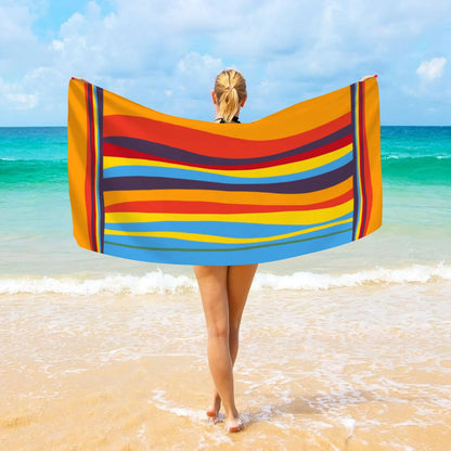 1pc Striped beach towels, ultra-fine fiber beach towels, multifunctional beach towels for swimming and shower rooms