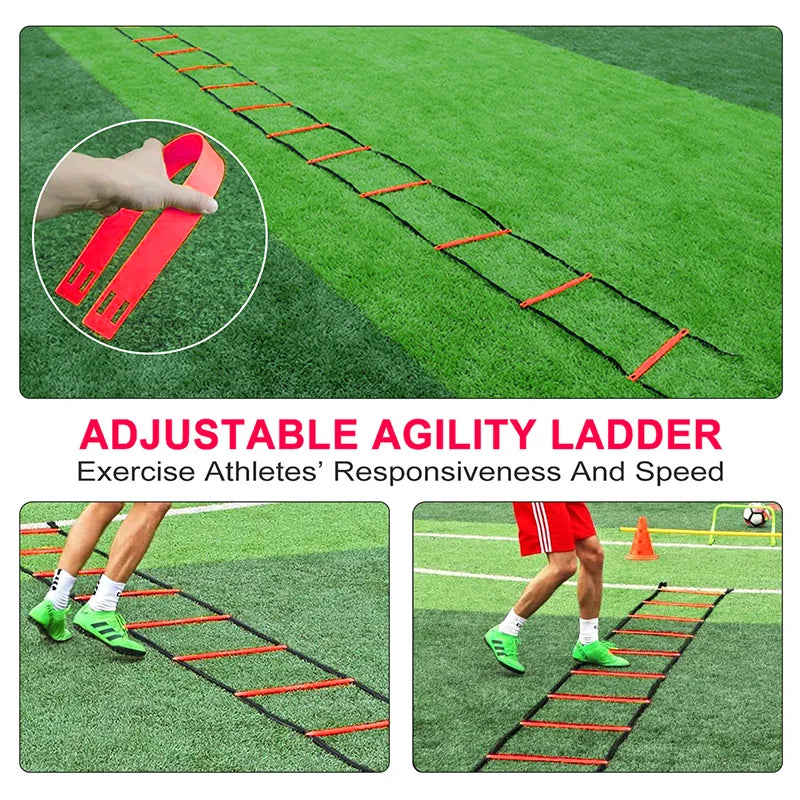 Sports Agility Ladder Football Adjustable Nylon Strap Jumping Ladder Speed Fitness Body Coordination Warm-Up Training Tool