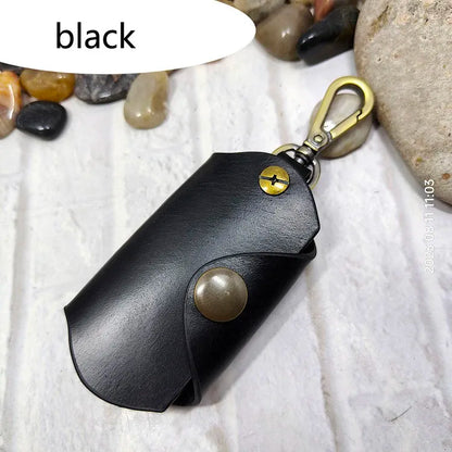 blongk Car Key Case on Waist Small Key Pouch Genuine Leather Key Organizer Key Bag Mini Car Key Holder Men Women 1608