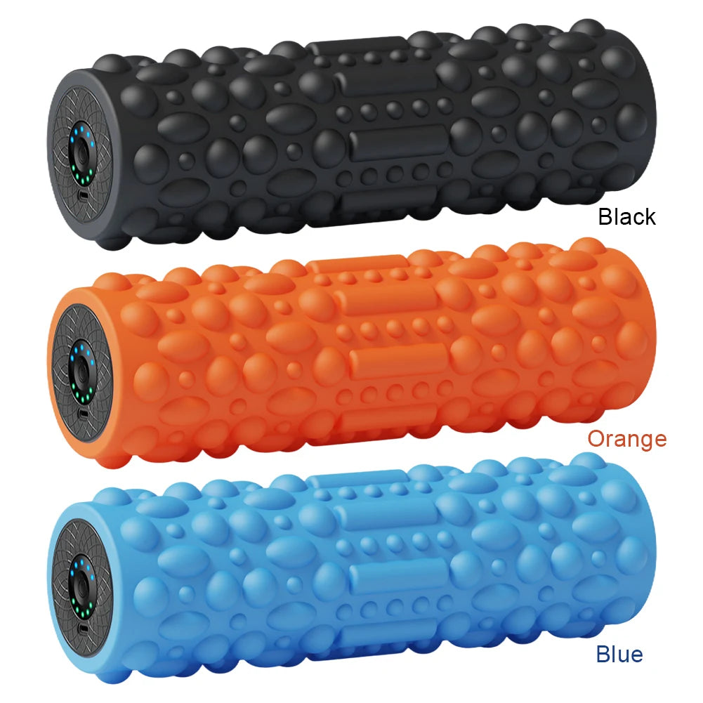 Electric Vibrating Foam Roller Massage Column Rechargeable Exercise Roller 5 Mode Muscle Tissue Massager Roller for Yoga Pilates