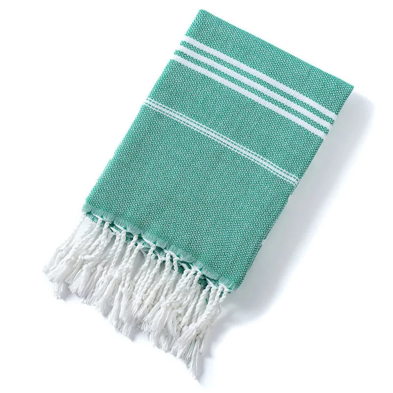 Turkish Beach Towel with Tassel, Striped Sports Bath Towels For Travel Gym Camping Picnic ,Quick-Drying, 90*180cm Women Scarf