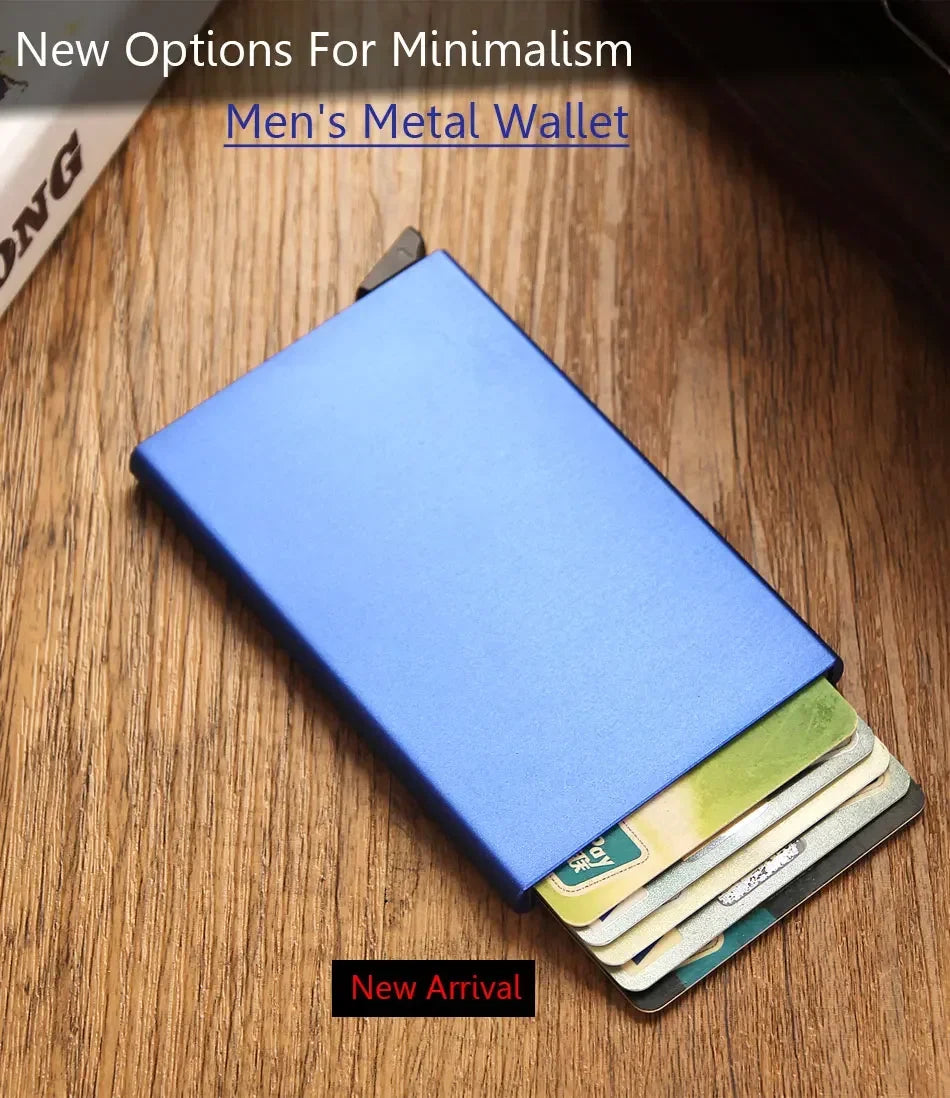 Anti Rfid Blocking Smart Wallet for Men Women ID Bank Credit Card Holder Metal Thin Slim Women Wallets Pop Up Minimalist Purse