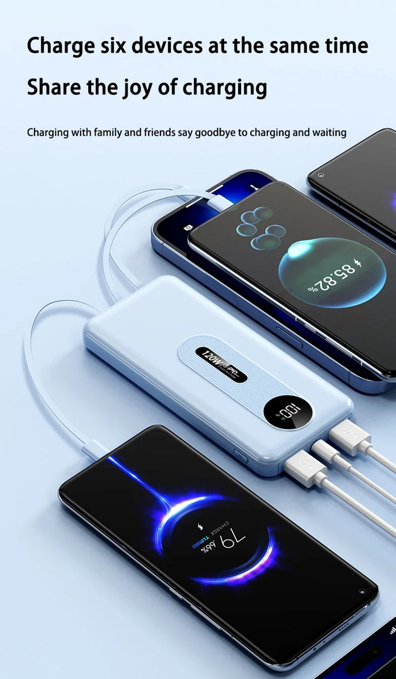 200000mAh 120W Mobile Power Bank Ultra Fast Charging Digital Display Battery Large Capacity Suitable For iPhone Huawei Xiaomi
