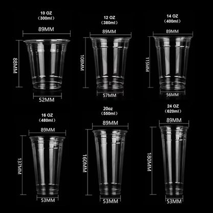 Disposable 400ml Plastic Cups with Lids Clear PET Snack and Drink Cups for Boba Milk Tea and Cold Beverages