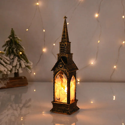 Christmas Church Castle Led Lantern Light Santa Claus Snowman Pattern Church Lights Christmas New Year Decoration For Home